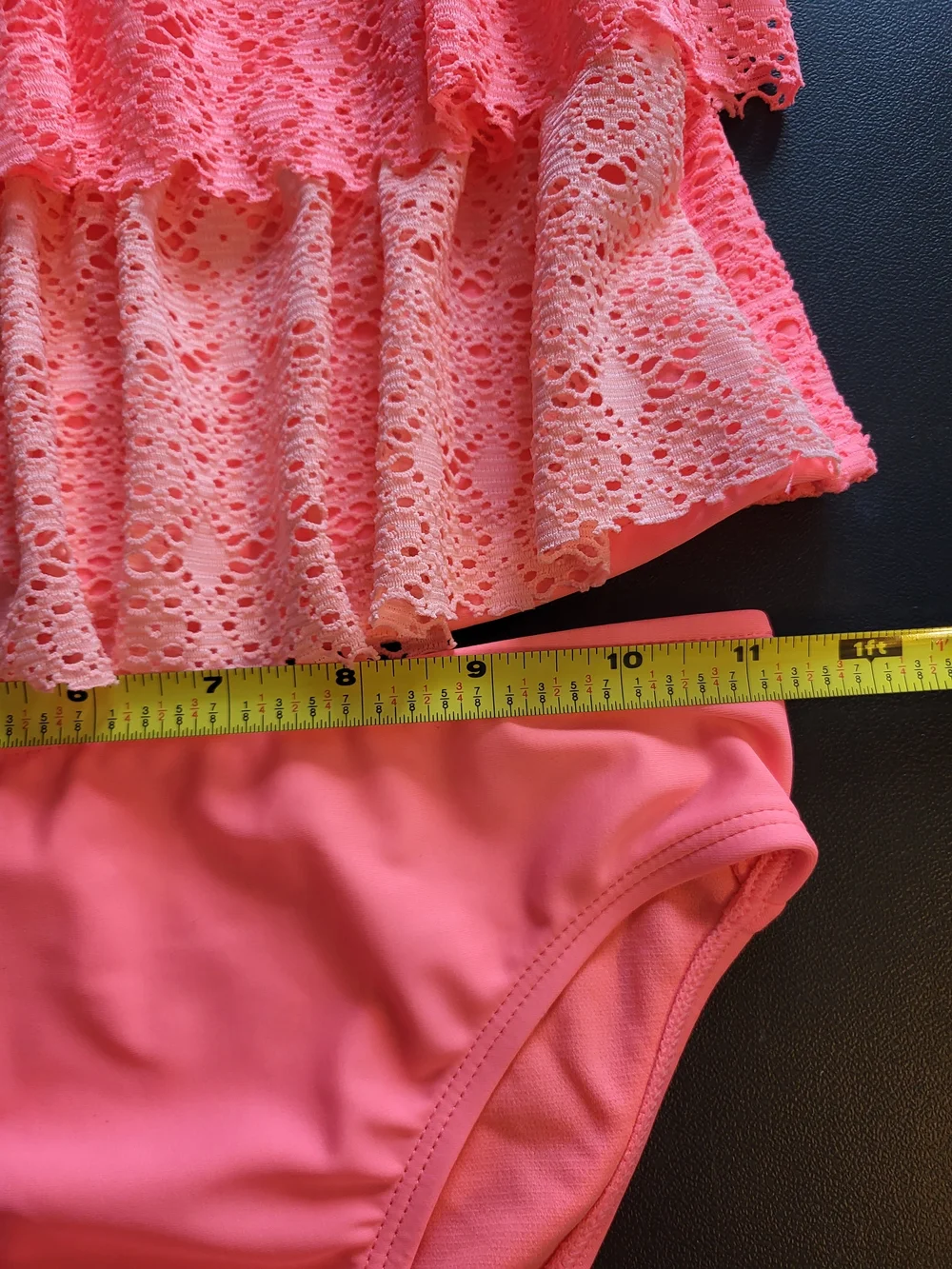 Girls Size 10 Crochet Style  2 Piece Tankini Swimsuit NWT Ombre Pink
